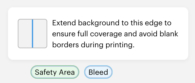 VistaPrint Bleed tooltip: Extend background to this edge to ensure full coverage and avoid blank borders during printing