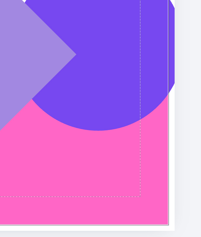 Close-up of the bottom-right corner before stretching, showing white gaps where shapes fall short of the page edge