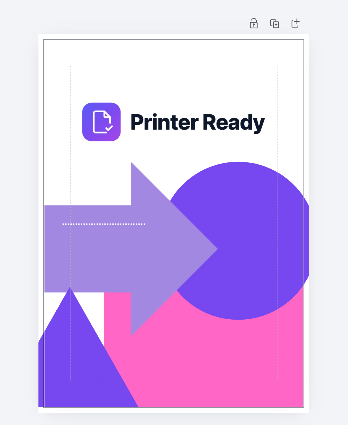 Canva design before stretching — background shapes stop short of the trim line, leaving gaps at the page edge